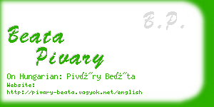 beata pivary business card